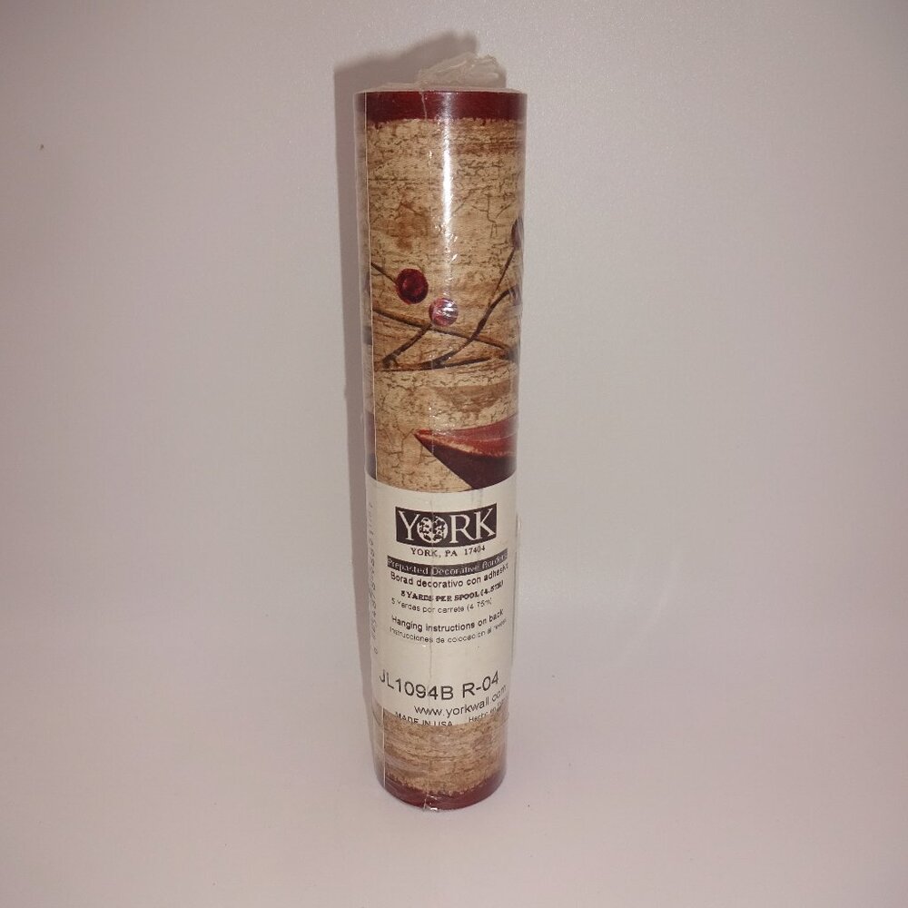 NOS New York Prepasted Decorative Wallpaper Border Stars Berries 7" 5 Yards USA